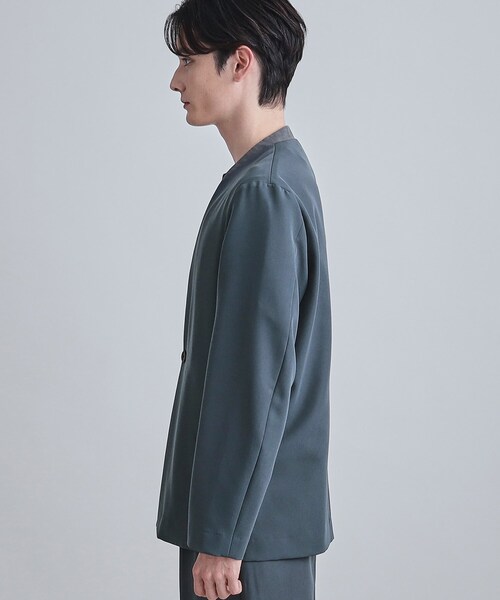 tk.TAKEO KIKUCHI（ティーケータケオキクチ）の「【セットアップ対応】360度ストレッチノーカラージャケット（ノーカラージャケット・メンズ・ブルー/ブラック/ライトグレー・01/02/03/04）」の4枚目の写真
