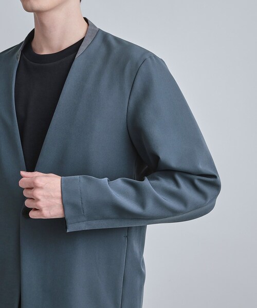 tk.TAKEO KIKUCHI（ティーケータケオキクチ）の「【セットアップ対応】360度ストレッチノーカラージャケット（ノーカラージャケット・メンズ・ブルー/ブラック/ライトグレー・01/02/03/04）」の7枚目の写真