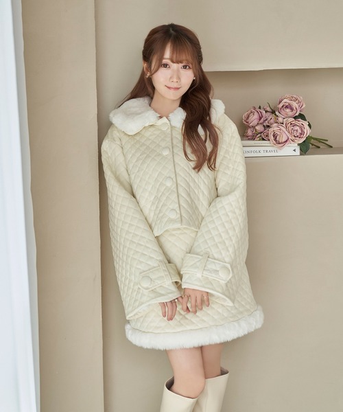 セール】Quilting fake fur collar short JK（その他アウター）｜Rose