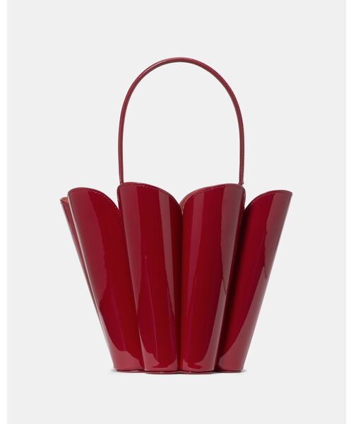kate spade バラ型赤パーティーバッグ ザ パテント スペードフラワー バケット バッグ（ショルダーバッグ