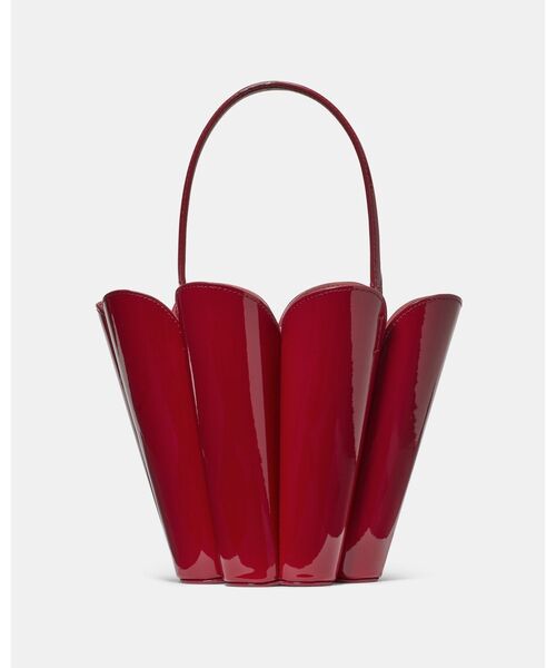 kate spade バラ型赤パーティーバッグ ザ パテント スペードフラワー バケット バッグ（ショルダーバッグ
