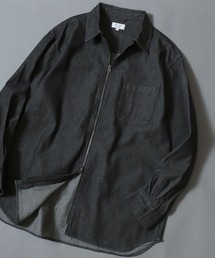 ANPAS（アンパス）の「Twill & Denim Zip‐Front Over Shirt / ツイル＆デニム ダブルジップオーバーシャツ メンズ シャツジャケット ライトアウター（デニムジャケット）」