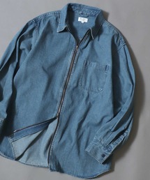 ANPAS（アンパス）の「Twill & Denim Zip‐Front Over Shirt / ツイル＆デニム ダブルジップオーバーシャツ メンズ シャツジャケット ライトアウター（デニムジャケット）」