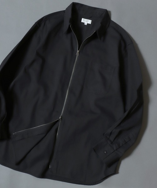 ANPAS(アンパス)の「Twill & Denim Zip‐Front Over Shirt / ツイル&デニム ダブルジップオーバーシャツ メンズ シャツジャケット ライトアウター(デニムジャケット・メンズ・ブラック系その他/チャコールグレー/アイボリー/ブルー系その他・XL/L/M)」の4枚目の写真
