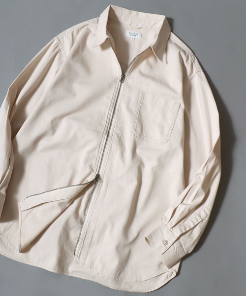 ANPAS(アンパス)の「Twill & Denim Zip‐Front Over Shirt / ツイル&デニム ダブルジップオーバーシャツ メンズ シャツジャケット ライトアウター(デニムジャケット・メンズ・ブラック系その他/チャコールグレー/アイボリー/ブルー系その他・XL/L/M)」の2枚目の写真