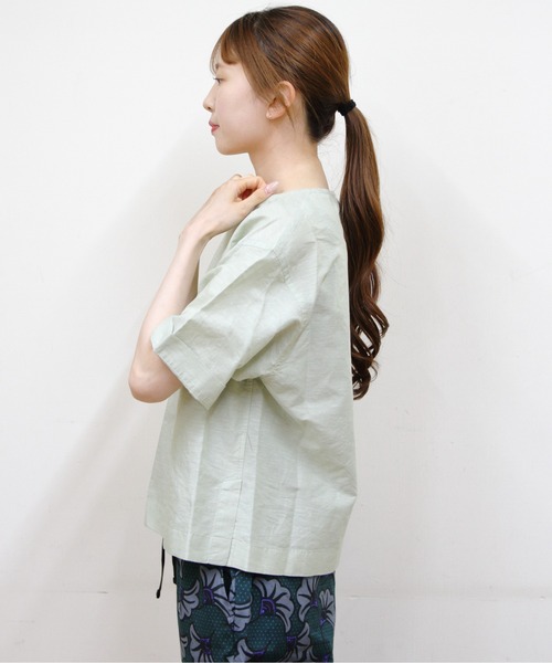 DANTON(ダントン)の「DANTON/ダントン プルオーバーシャツ PULLOVER SHIRT DT-B0435 VCL(Tシャツ/カットソー・レディース・サックスブルー/ライトグリーン/ホワイト・38)」の9枚目の写真