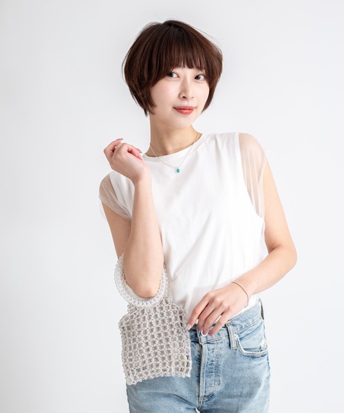 The Bagmati(ザバグマティ)の「【THE BAGMATI/ザ・バグマティー】グラスビーズバッグ ミニバッグ(トートバッグ・レディース・シルバー/アイボリー・FREE)」の8枚目の写真