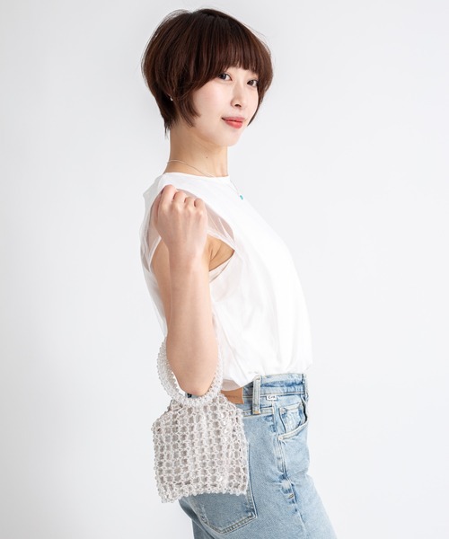 The Bagmati(ザバグマティ)の「【THE BAGMATI/ザ・バグマティー】グラスビーズバッグ ミニバッグ(トートバッグ・レディース・シルバー/アイボリー・FREE)」の9枚目の写真