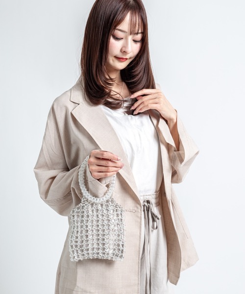 The Bagmati(ザバグマティ)の「【THE BAGMATI/ザ・バグマティー】グラスビーズバッグ ミニバッグ(トートバッグ・レディース・シルバー/アイボリー・FREE)」の3枚目の写真