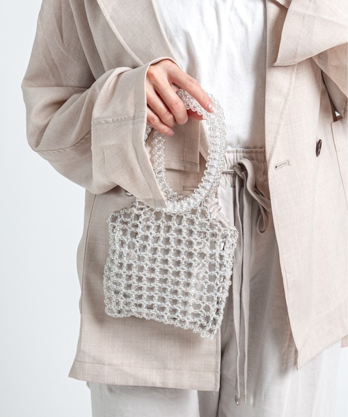 The Bagmati(ザバグマティ)の「【THE BAGMATI/ザ・バグマティー】グラスビーズバッグ ミニバッグ(トートバッグ・レディース・シルバー/アイボリー・FREE)」の4枚目の写真
