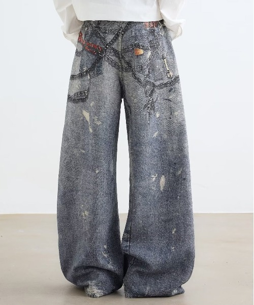 Evo+Revo（エボレボ）の「”まるでデニム！！”３Dプリントバギーパンツ（デニムパンツ・メンズ・ネイビー/ブラック・S/M/L）」の5枚目の写真