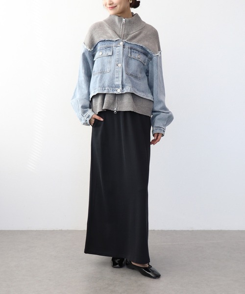 Jines（ジネス）の「ジャージーロングスカート（スカート・レディース・ブラック/ダークグレー・38）」の6枚目の写真