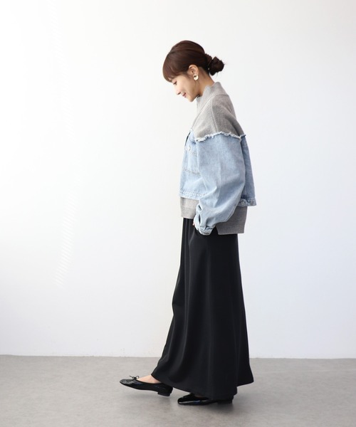 Jines（ジネス）の「ジャージーロングスカート（スカート・レディース・ブラック/ダークグレー・38）」の4枚目の写真