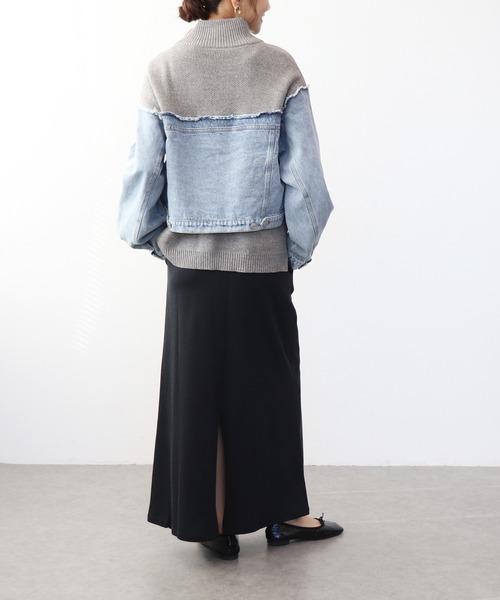 Jines（ジネス）の「ジャージーロングスカート（スカート・レディース・ブラック/ダークグレー・38）」の3枚目の写真