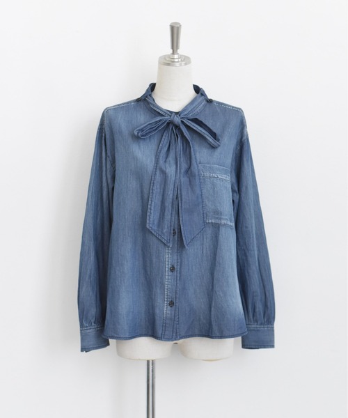 Eimee Law（エイミーロウ）の「ライトデニム ボウタイシャツ（シャツ/ブラウス・レディース・ブルー/ライトブルー・FREE）」の14枚目の写真