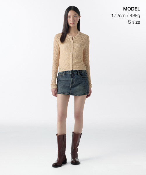 MUSINSA STANDARD WOMAN（ムシンサスタンダードウーマン）の「ウィメンズダイアグリッドクロシェカーディガン[ライトベージュ]（カーディガン/ボレロ・レディース・その他・LARGE/MEDIUM/SMALL/X-SMALL）」の2枚目の写真