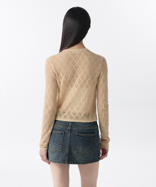 MUSINSA STANDARD WOMAN（ムシンサスタンダードウーマン）の「ウィメンズダイアグリッドクロシェカーディガン[ライトベージュ]（カーディガン/ボレロ・レディース・その他・LARGE/MEDIUM/SMALL/X-SMALL）」の3枚目の写真