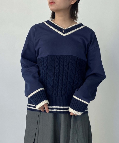 AS KNOW AS plus（アズノゥアズプラス）の「◯チルデンデザイン裏毛スウェットプルオーバー（スウェット・レディース・ネイビー/アイボリー/グリーン・FREE）」の10枚目の写真