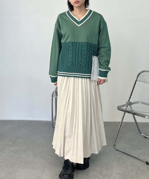 AS KNOW AS plus（アズノゥアズプラス）の「◯チルデンデザイン裏毛スウェットプルオーバー（スウェット・レディース・ネイビー/アイボリー/グリーン・FREE）」の18枚目の写真