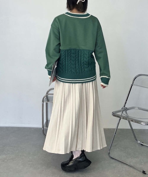 AS KNOW AS plus（アズノゥアズプラス）の「◯チルデンデザイン裏毛スウェットプルオーバー（スウェット・レディース・ネイビー/アイボリー/グリーン・FREE）」の19枚目の写真