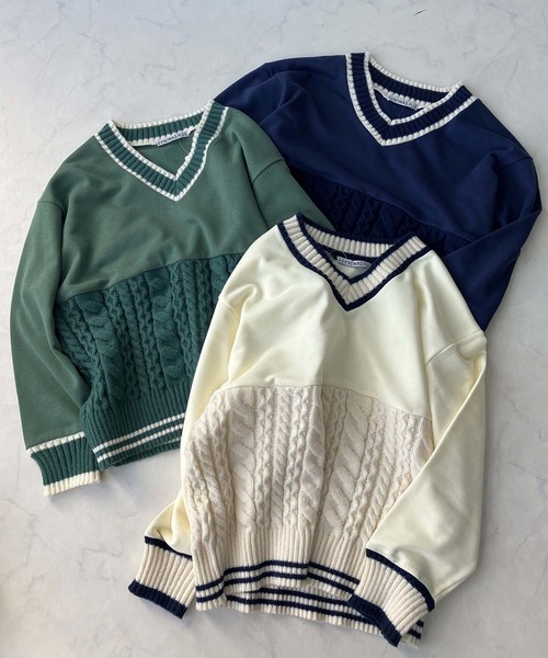 AS KNOW AS plus（アズノゥアズプラス）の「◯チルデンデザイン裏毛スウェットプルオーバー（スウェット・レディース・ネイビー/アイボリー/グリーン・FREE）」の21枚目の写真