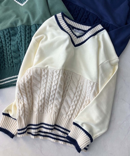AS KNOW AS plus（アズノゥアズプラス）の「◯チルデンデザイン裏毛スウェットプルオーバー（スウェット・レディース・ネイビー/アイボリー/グリーン・FREE）」の22枚目の写真