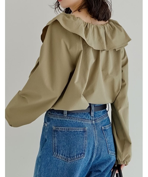 Re:EDIT（リエディ）の「[2026S/S COLLECTION]無地orギンガムチェックサッカーアシンメトリーフリルブラウス（シャツ/ブラウス・レディース・ベージュ/ホワイト/ブラック/ブラウン系その他/ブラック系その他・MEDIUM/LARGE）」の17枚目の写真