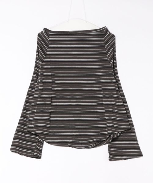 IMARI(イマリ)の「【 IMARI / イマリ 】 ヘンリーネック ボーダー オーバー ロンT(Tシャツ/カットソー・レディース・グレー/ベージュ・FREE)」の15枚目の写真