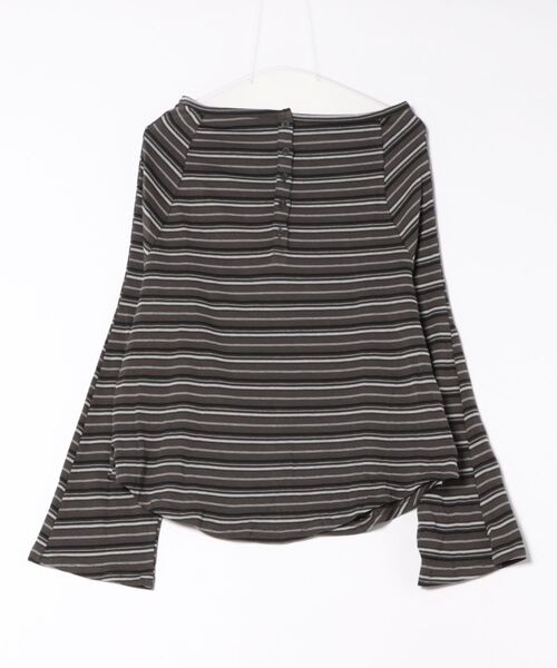 IMARI(イマリ)の「【 IMARI / イマリ 】 ヘンリーネック ボーダー オーバー ロンT(Tシャツ/カットソー・レディース・グレー/ベージュ・FREE)」の14枚目の写真