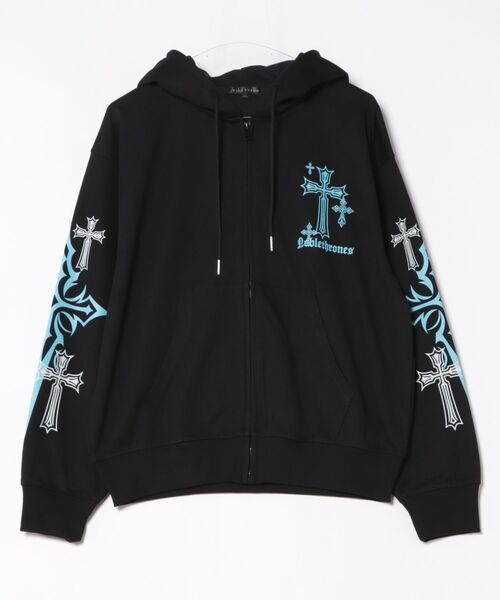 ８(eight)（エイト）の「クロスプリントZIPパーカー（パーカー・メンズ・ブラック/ホワイト/ブラック系その他・LARGE/MEDIUM）」の2枚目の写真
