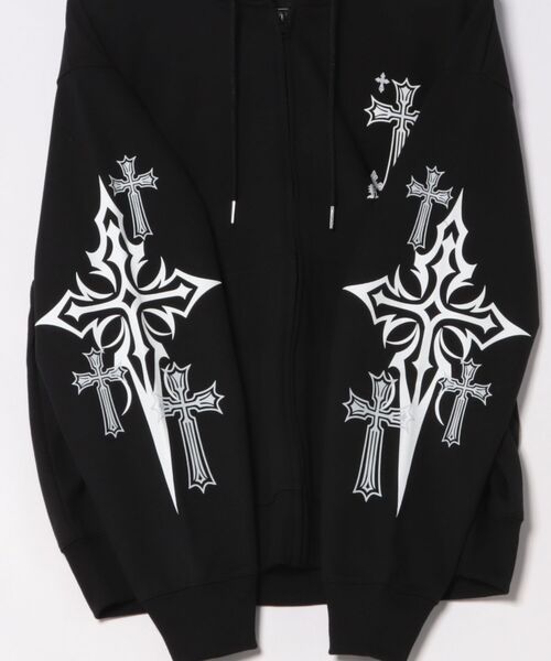 ８(eight)（エイト）の「クロスプリントZIPパーカー（パーカー・メンズ・ブラック/ホワイト/ブラック系その他・LARGE/MEDIUM）」の5枚目の写真