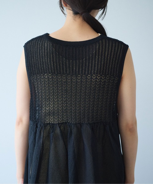 yuni(ユニ )の「12G和紙/Polyester tiered knit ワンピース(ワンピース・レディース・ブラック/アイボリー/グレー・FREE)」の13枚目の写真