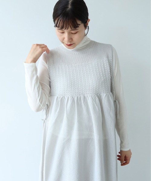 yuni(ユニ )の「12G和紙/Polyester tiered knit ワンピース(ワンピース・レディース・ブラック/アイボリー/グレー・FREE)」の18枚目の写真
