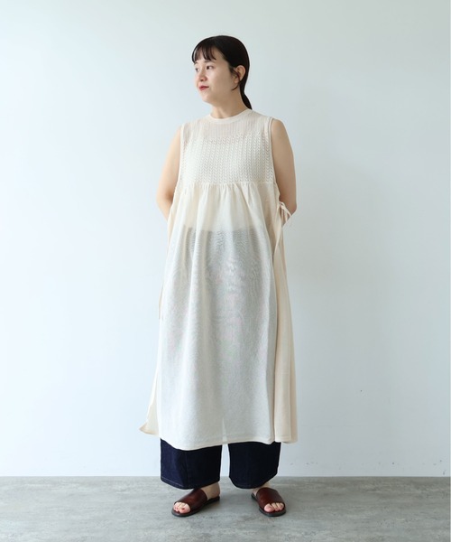 yuni(ユニ )の「12G和紙/Polyester tiered knit ワンピース(ワンピース・レディース・ブラック/アイボリー/グレー・FREE)」の22枚目の写真
