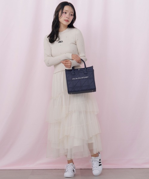 JILL by JILL STUART（ジルバイジルスチュアート）の「チュールランダムティアードスカート（スカート・レディース・グレー/ピンク/ホワイト・FREE）」の2枚目の写真