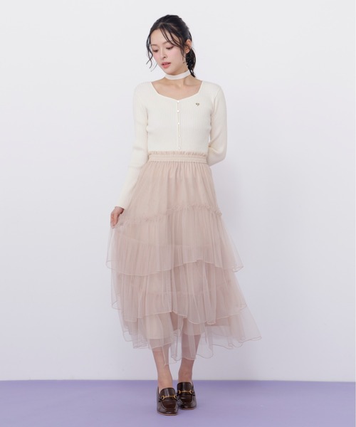JILL by JILL STUART（ジルバイジルスチュアート）の「チュールランダムティアードスカート（スカート・レディース・グレー/ピンク/ホワイト・FREE）」の17枚目の写真