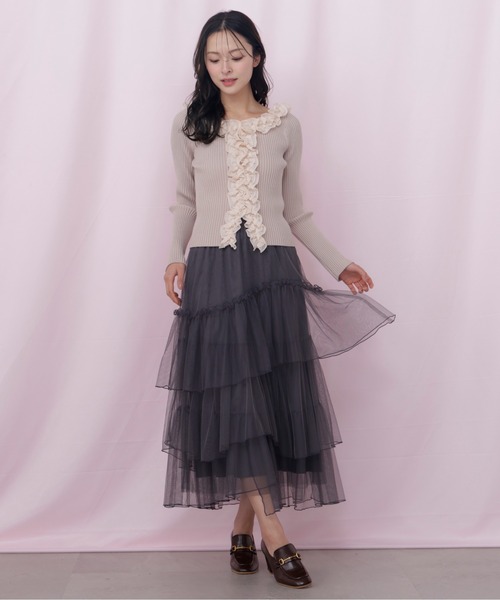JILL by JILL STUART（ジルバイジルスチュアート）の「チュールランダムティアードスカート（スカート・レディース・グレー/ピンク/ホワイト・FREE）」の21枚目の写真