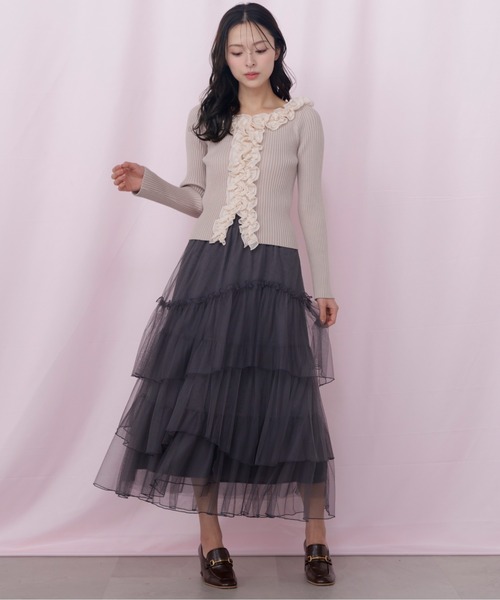 JILL by JILL STUART（ジルバイジルスチュアート）の「チュールランダムティアードスカート（スカート・レディース・グレー/ピンク/ホワイト・FREE）」の18枚目の写真