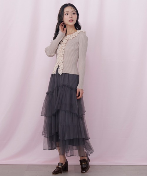 JILL by JILL STUART（ジルバイジルスチュアート）の「チュールランダムティアードスカート（スカート・レディース・グレー/ピンク/ホワイト・FREE）」の20枚目の写真