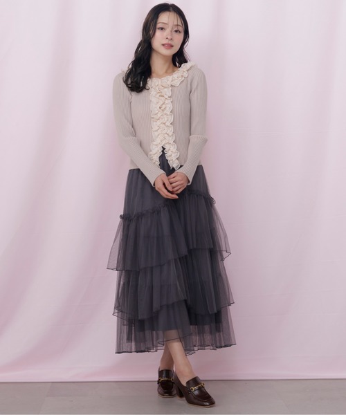 JILL by JILL STUART（ジルバイジルスチュアート）の「チュールランダムティアードスカート（スカート・レディース・グレー/ピンク/ホワイト・FREE）」の19枚目の写真