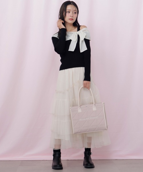 JILL by JILL STUART（ジルバイジルスチュアート）の「チュールランダムティアードスカート（スカート・レディース・グレー/ピンク/ホワイト・FREE）」の9枚目の写真