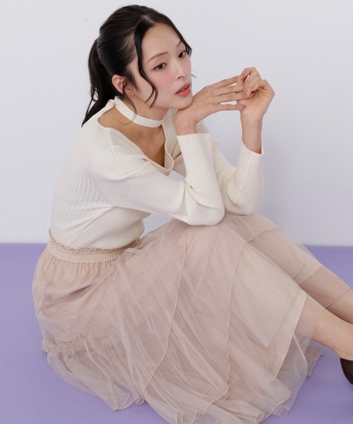 JILL by JILL STUART（ジルバイジルスチュアート）の「チュールランダムティアードスカート（スカート・レディース・グレー/ピンク/ホワイト・FREE）」の15枚目の写真