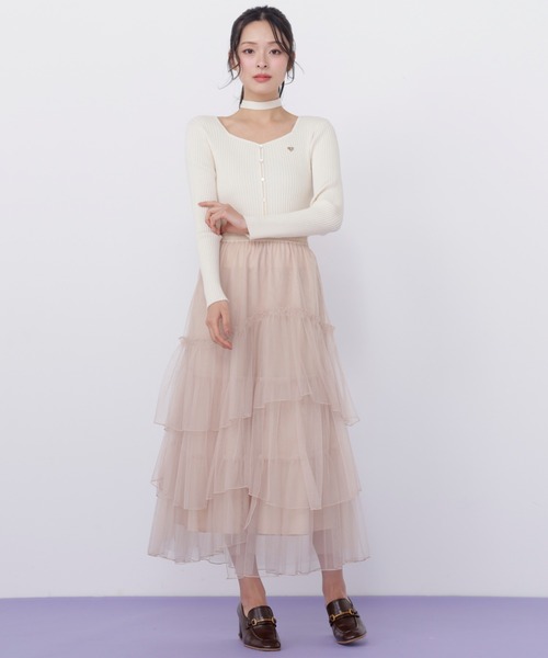 JILL by JILL STUART（ジルバイジルスチュアート）の「チュールランダムティアードスカート（スカート・レディース・グレー/ピンク/ホワイト・FREE）」の16枚目の写真