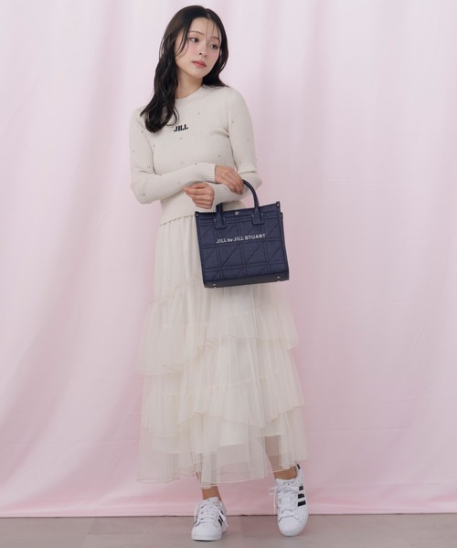 JILL by JILL STUART（ジルバイジルスチュアート）の「チュールランダムティアードスカート（スカート・レディース・グレー/ピンク/ホワイト・FREE）」の7枚目の写真