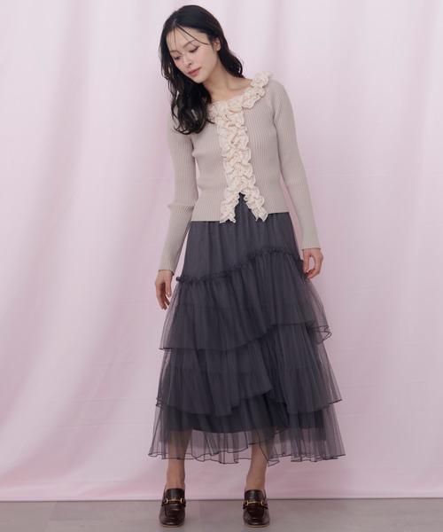 JILL by JILL STUART（ジルバイジルスチュアート）の「チュールランダムティアードスカート（スカート・レディース・グレー/ピンク/ホワイト・FREE）」の22枚目の写真
