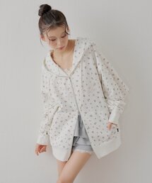 花柄ルーズパーカー