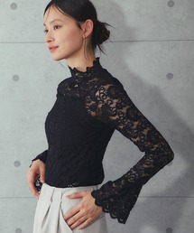 SMILE ORCHID（スマイルオーキッド）の「レースハイネックフリルブラウス（シャツ/ブラウス）」