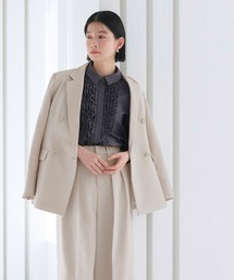 RUIRUE BOUTIQUE（ルイルエブティック）の「洗える ストレッチ 吸水速乾 UVカット 消臭抗菌効果 | マニッシュ スーツ ワイドパンツ セット | パンツスーツ・セットアップ・セレモニースーツ・ママスーツ・通勤スーツ（スーツセット）」