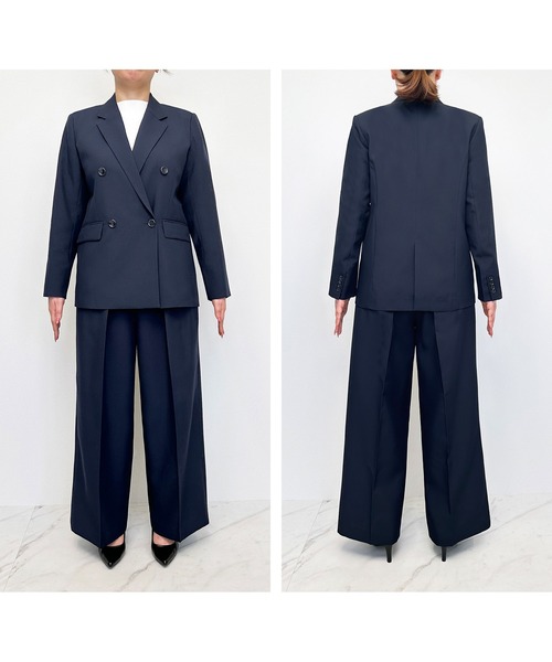 LES MUES スーツ　セットアップ　大きいサイズ　洗える　ワイドパンツ セール】洗える ストレッチ 吸水速乾 UVカット 消臭抗菌効果