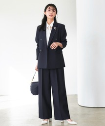 RUIRUE BOUTIQUE（ルイルエブティック）の「洗える ストレッチ 吸水速乾 UVカット 消臭抗菌効果 | マニッシュ スーツ ワイドパンツ セット | パンツスーツ・セットアップ・セレモニースーツ・ママスーツ・通勤スーツ（スーツセット）」